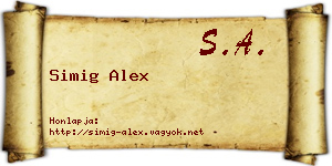 Simig Alex névjegykártya